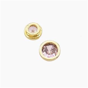 Pink Cubic Zirconia Star Beads Prong-Set No-Hole, approx 6.5mm