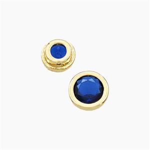 Blue Cubic Zirconia Star Beads Prong-Set No-Hole, approx 6.5mm