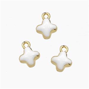 Copper Cross Pendant White Enamel Gold Plated, approx 7.5mm