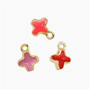 Copper Cross Pendant Enamel Gold Plated Mixed, approx 7.5mm