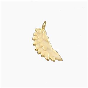 Copper Angel Wings Pendant White Painted Gold Plated, approx 6-13mm