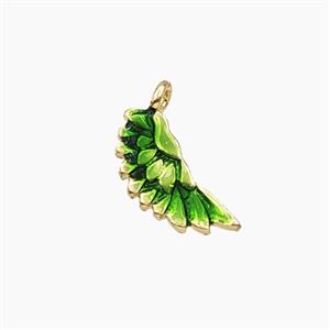 Copper Angel Wings Pendant Green Painted Gold Plated, approx 6-13mm