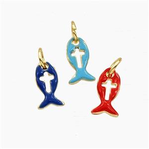 Copper Fish Pendant Enamel Gold Plated Mixed, approx 6-10mm