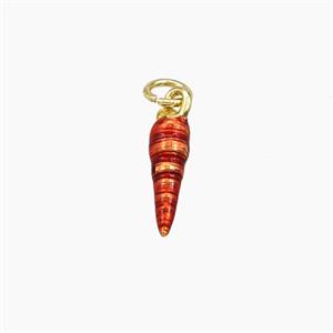 Copper Seashell Pendant Red Painted Gold Plated, approx 4-14mm