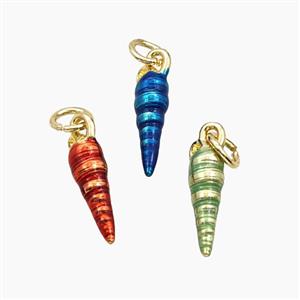 Copper Seashell Pendant Painted Gold Plated Mixed, approx 4-14mm