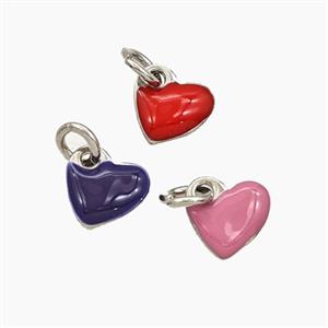 Copper Heart Pendant Enamel Platinum Plated Mixed, approx 8mm