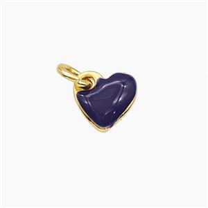 Copper Heart Pendant Darkblue Enamel Gold Plated, approx 8mm