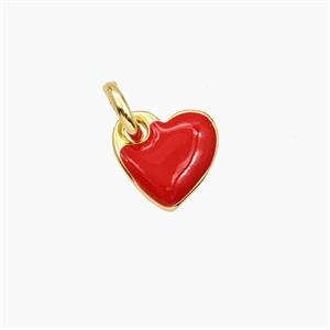 Copper Heart Pendant Red Enamel Gold Plated, approx 8mm
