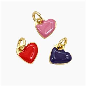 Copper Heart Pendant Enamel Gold Plated Mixed, approx 8mm