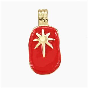 Copper Northstar Pendant Red Enamel Gold Plated, approx 10-20mm