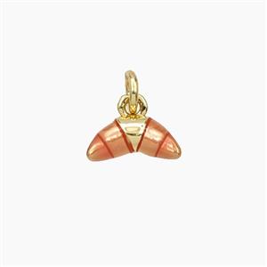 Copper Croissant Pendant Red Painted Gold Plated, approx 5-11mm