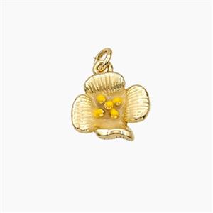 Copper Flower Pendant Painted Gold Plated, approx 12mm