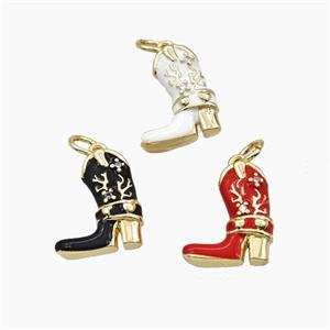 Copper Cowboy Boots Pendant Enamel Shoes Gold Plated Mixed, approx 12-15mm