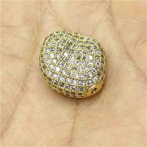 Copper Beads Pave Zirconia Gold Plated, approx 17-20mm