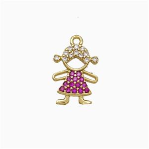 Copper Kids Girls Pendant Pave Zirconia Gold Plated, approx 10-12mm