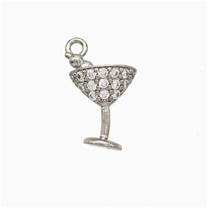 Ice Cream Bottle Drink Cup Charms Copper Pendant Pave Zirconia Platinum Plated, approx 9-10mm