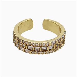 Copper Ring Pave Zircon Gold Plated, approx 5.5mm, 18mm dia