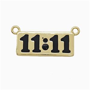 Copper Pendant Double Eleven Number 11 Enamel 2loops Gold Plated, approx 9-20mm