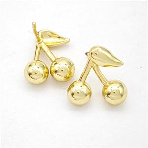 Copper Cherry Stud Earrings Gold Plated, approx 15mm