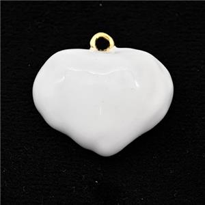 Copper Heart Pendant White Enamel Gold Plated, approx 25-30mm