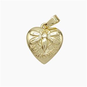 Copper Heart Dragonfly Pendant MyHoney Gold Plated, approx 13mm