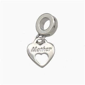 Copper Heart Pendant Pave Zirconia Mother Platinum Plated, approx 10mm, 8mm dia