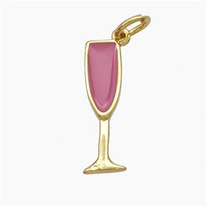 Wine Cup Charms Copper Pendant Pink Enamel Gold Plated, approx 5-17mm