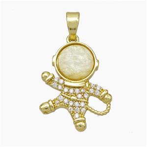 Copper Astronaut Pave Zirconia Acrylic Gold Plated, approx 16-20mm
