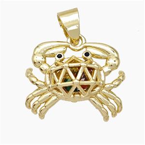 Copper Crab Pendant With Zirconia Hollow Gold Plated, approx 16-20mm