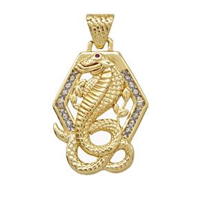 Copper Snake Pendant Pave Zirconia 18K Gold Plated, approx 20-25mm