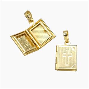 Copper Locket Pendant Cross 18K Gold Plated, approx 11-13mm