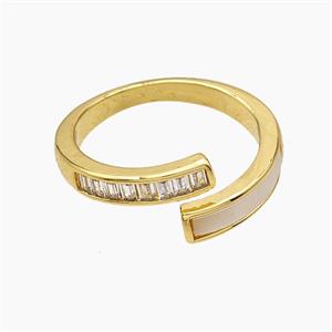 Copper Rings Pave Zirconia Shell 18K Gold Plated, approx 4mm, 18mm dia