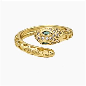 Copper Snake Rings Pave Zirconia 18K Gold Plated, approx 3-7mm, 18mm dia
