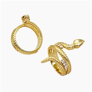 Copper Snake Rings Pave Zirconia 18K Gold Plated, approx 4-33mm, 18mm dia