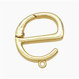 Copper Carabiner Clasp Letter-e 18K Gold Plated, approx 18-20mm