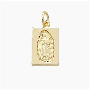 Virgin Mary Charms Copper Rectangle Pendant Gold Plated, approx 9-13mm