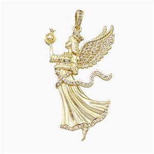 Copper Fairy Charms Pendant Pave Zirconia Gold Plated, approx 27-40mm