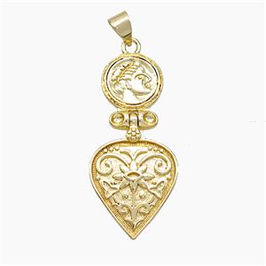 Copper Queen Heart Pendant Gold Plated, approx 12-35mm