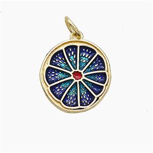 Lemon Sliced Charms Copper Pendant Painted Gold Plated, approx 15mm