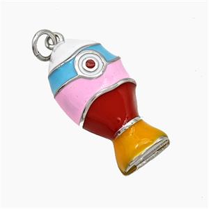 Copper Fish Pendant Multicolor Enamel Platinum Plated, approx 12-23mm