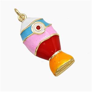 Copper Fish Pendant Multicolor Enamel Gold Plated, approx 12-23mm