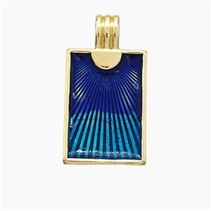Copper Sun Pendant Painted Rectangle Gold Plated, approx 16-22mm