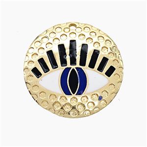 Copper Eye Pendant Black White Enamel Gold Plated, approx 30mm