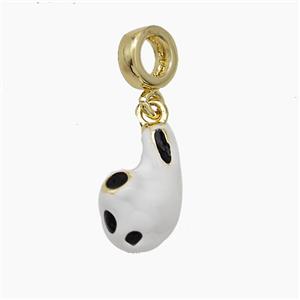 Copper Earplug Charms Pendant White Enamel Gold Plated, approx 9-15mm, 7mm dia