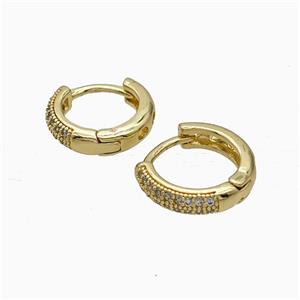 Copper Hoop Earrings Micropave Zirconia Gold Plated, approx 13mm dia