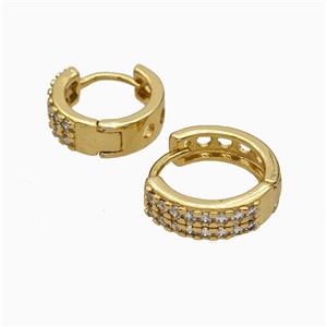Copper Hoop Earrings Micropave Zirconia Gold Plated, approx 14mm dia