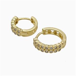 Copper Hoop Earrings Micropave Zirconia Gold Plated, approx 14mm dia