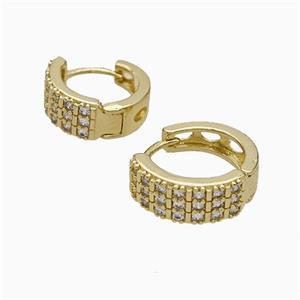 Copper Hoop Earrings Micropave Zirconia Gold Plated, approx 14mm dia
