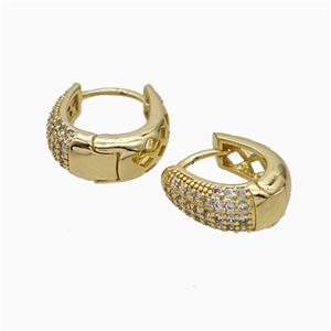 Copper Hoop Earrings Micropave Zirconia Gold Plated, approx 13-15mm