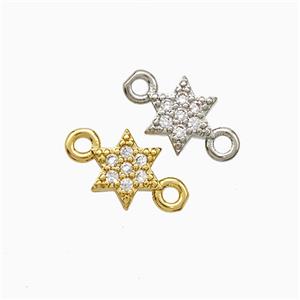 Copper Star Connector Pave Zirconia Mixed, approx 7.5mm